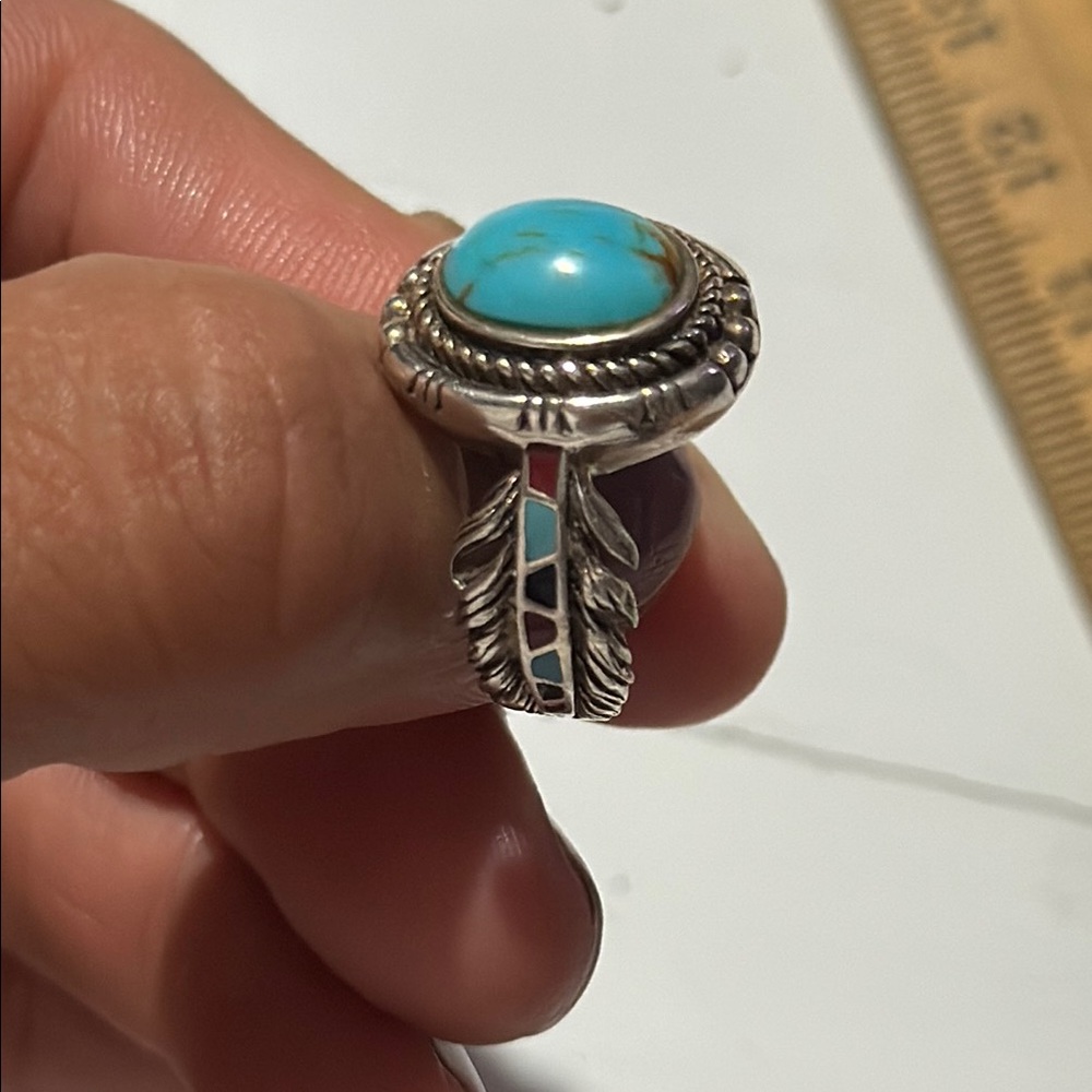 Turquoise And Silver Statement Ring - image 3
